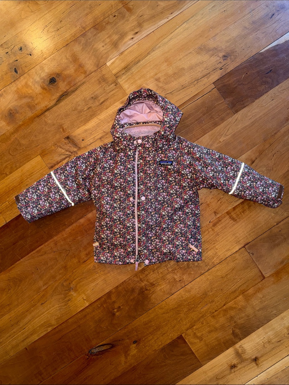Patagonia Kids Floral Hooded Puffer Jacket - Pink Multi